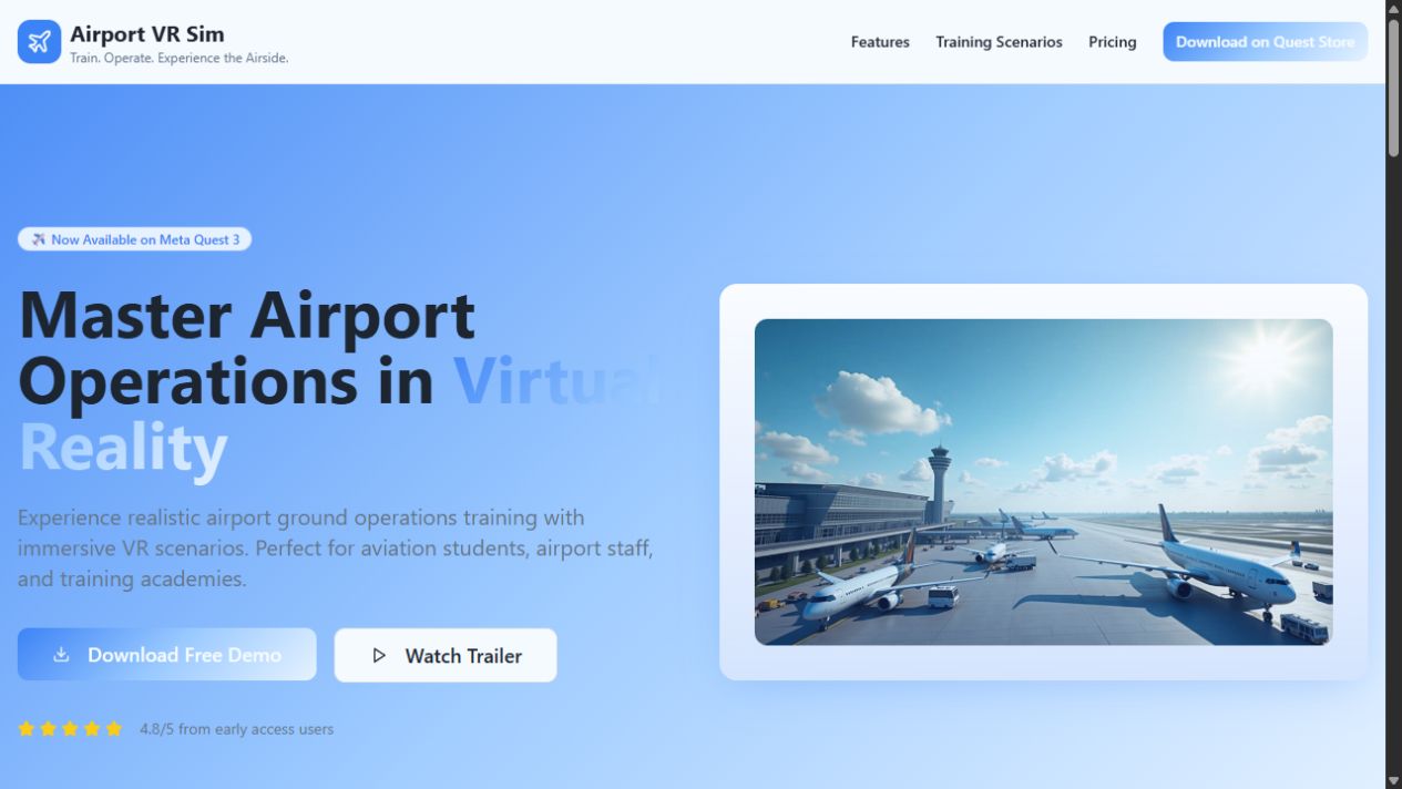 Airport VR Training Simulator live product screenshot
